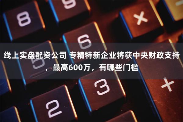 线上实盘配资公司 专精特新企业将获中央财政支持，最高600万，有哪些门槛